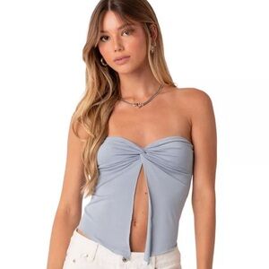 NWT Edikted Blue Twisted Split Top